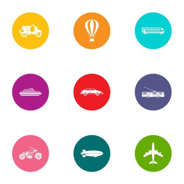 Taşıma Icons set, düz stil