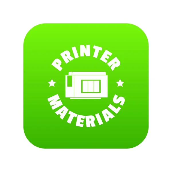 Impresora materiales icono verde vector — Vector de stock