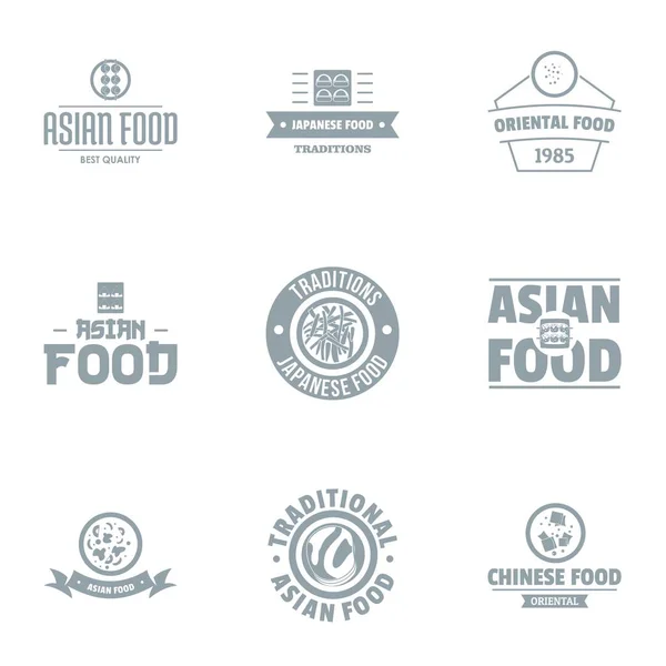 Set de logotipo de comida rápida asiática, estilo simple — Vector de stock