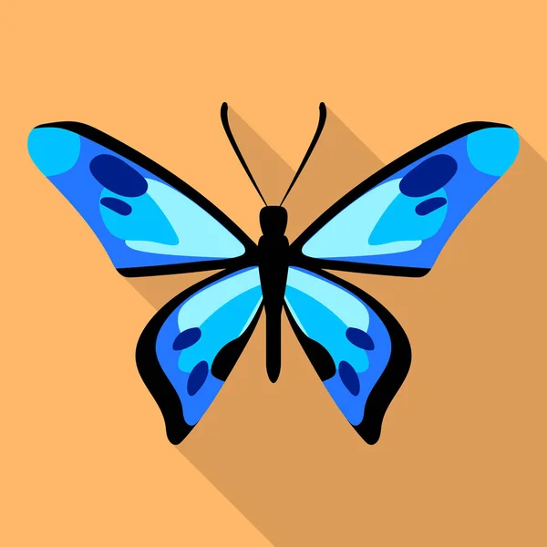 虚线蓝色蝴蝶图标, 平面样式 — 图库矢量图片