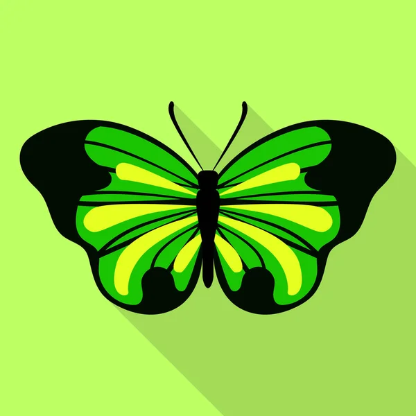 Ícone de borboleta verde grande, estilo plano — Vetor de Stock