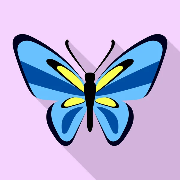 Nice blue butterfly icon, flat style — Stock Vector