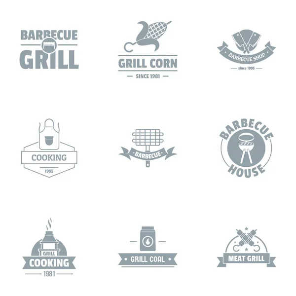 Grill-Logo-Set, einfacher Stil — Stockvektor