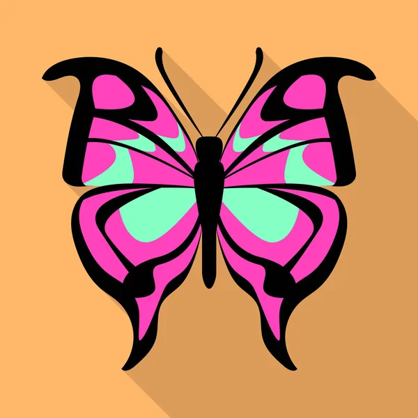 Pink butterfly icon, flat style — Stock Vector