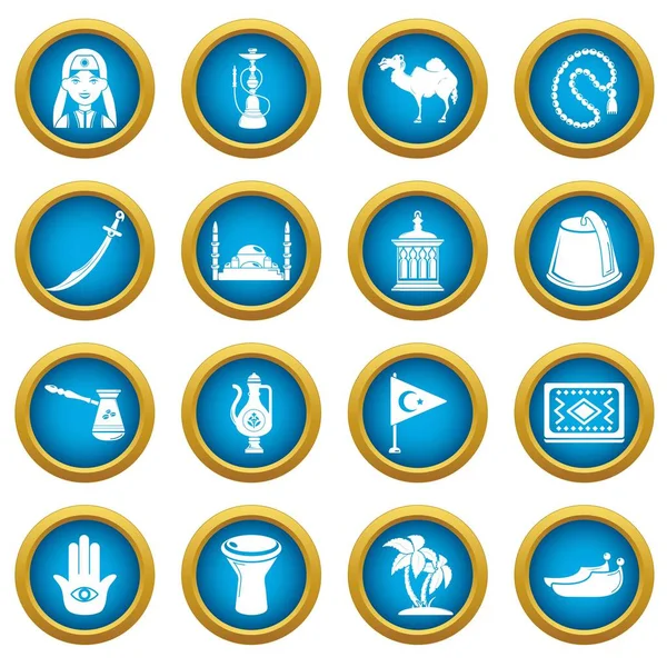 Turquía conjunto de iconos de viaje, estilo simple — Vector de stock