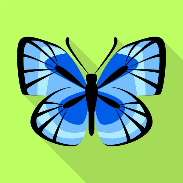 Blue butterfly icon, flat style — Stock Vector