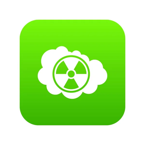 Cloud and radioactive sign icon digital green — Stock Vector