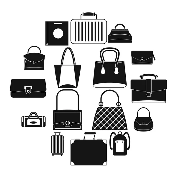 Σάκο αποσκευών βαλίτσα εικόνες set, απλό στυλ — Διανυσματικό Αρχείο