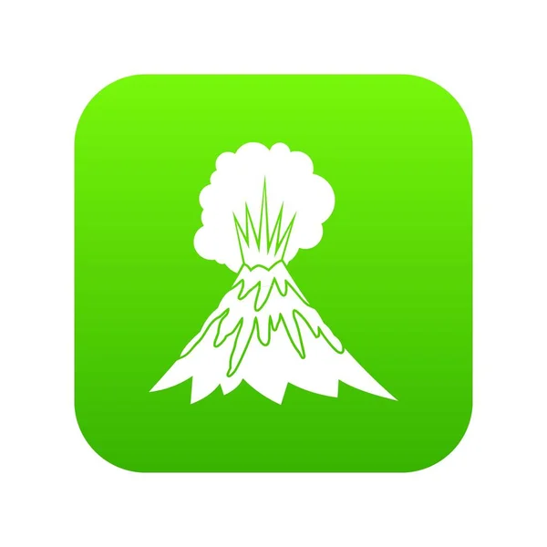 Vulkaan uitbarstende pictogram digitale groen — Stockvector