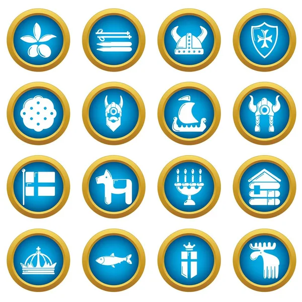 Suecia conjunto de iconos de viaje, estilo simple — Vector de stock