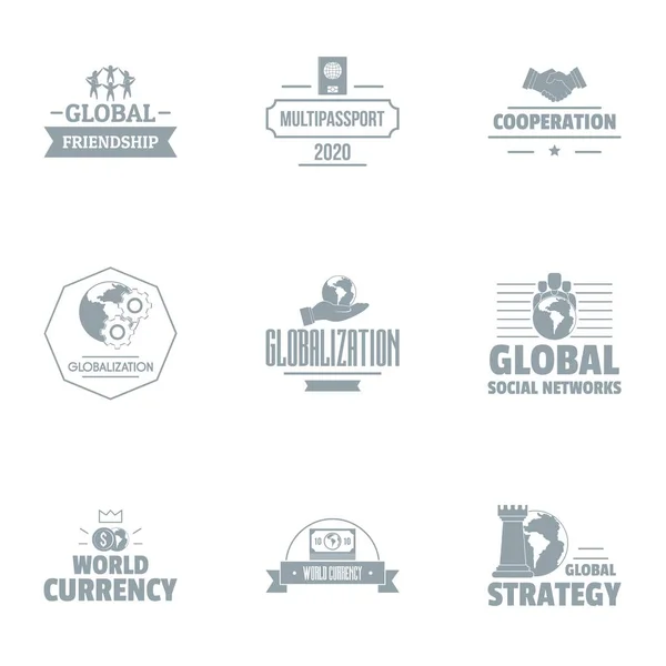 Ensemble de logo Mondialisation, style simple — Image vectorielle