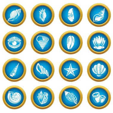 Tropikal deniz kabuğu Icons set, basit tarzı
