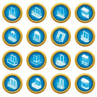 Balkon pencere formları Icons set, basit tarzı