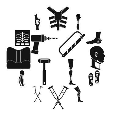 Ortopedi protez Icons set, basit tarzı