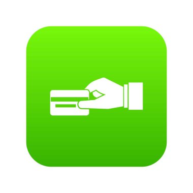 Bir kredi kartı tutan el simgesi dijital yeşil