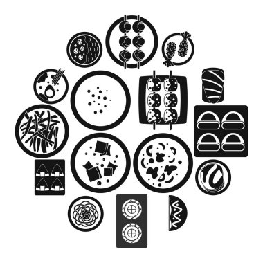 Japonya gıda Icons set, basit tarzı