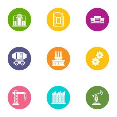 Fabrika Icons set, düz stil