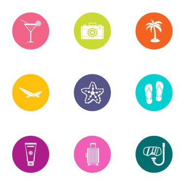 Sıcak bir günde Icons set, düz stil