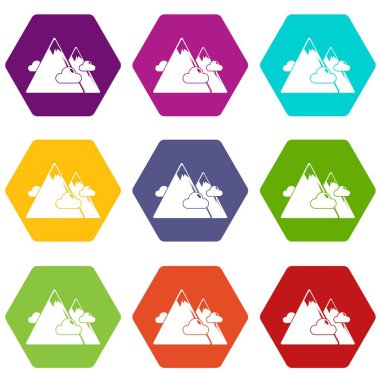 9 vektör dağlar Icons set