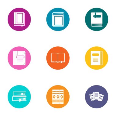 Kitapçık Icons set, düz stil