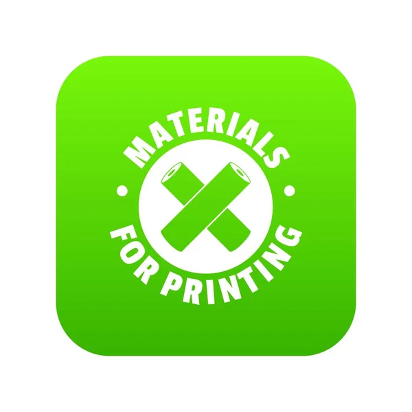 Materiales para imprimir icono verde vector — Vector de stock