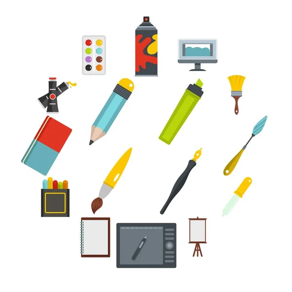 Design e desenho ícones de ferramentas definidas em estilo plano —  Vetores de Stock