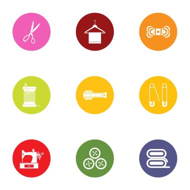 Nakış Icons set, düz stil