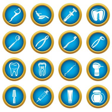 Diş hekimi stomatologist Icons set, basit tarzı