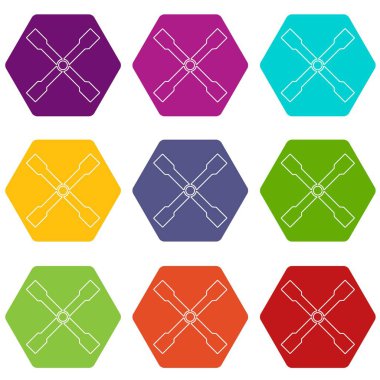 9 vektör somun anahtarı Icons set