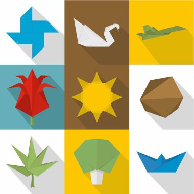 Kağıt simgeler kümesinden, düz stil toplamak