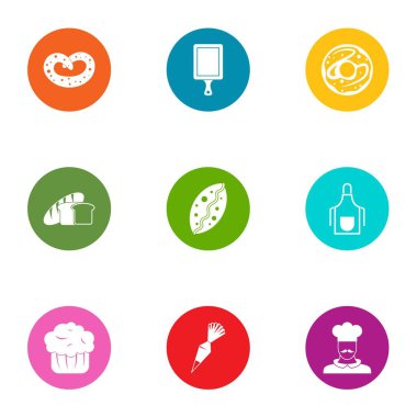 Lezzetli tatlı Icons set, düz stil