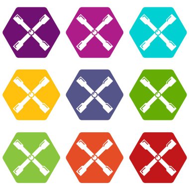 9 vektör somun anahtarı Icons set