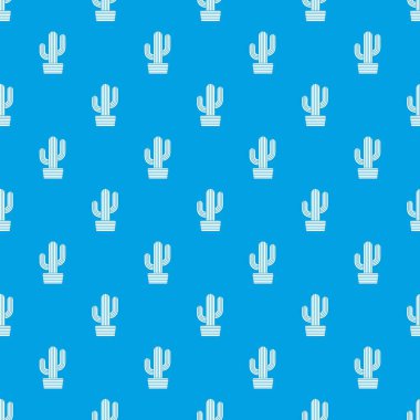 Uzun boylu kaktüs desen vektör kesintisiz mavi