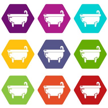 9 vektör küvet Icons set