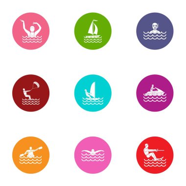 Su eğlenceli simgeler ayarla, düz stil