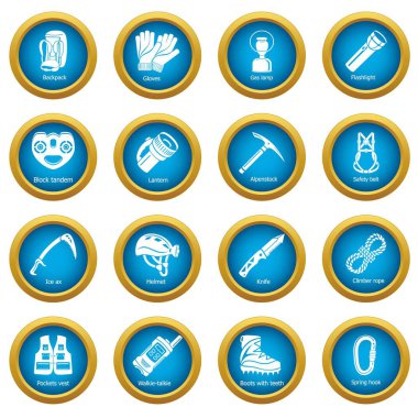 Speleoloji ekipman Icons set, basit tarzı