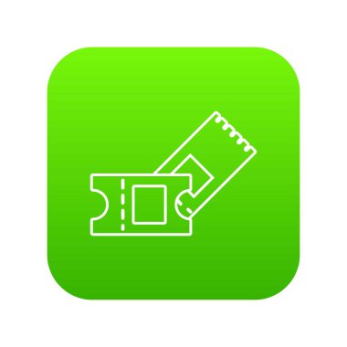 Buz hokeyi bilet yeşil simge vektör