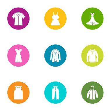 Yaz giyim simgeler ayarla, stil düz