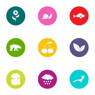 Woodland simgeler ayarla, stil düz