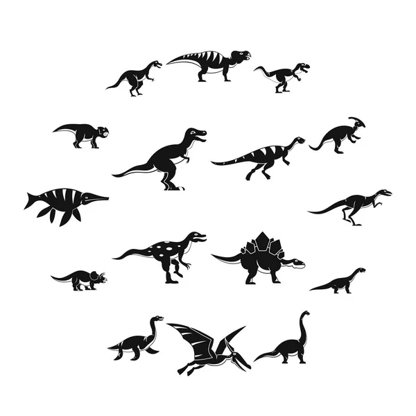 Dinosaur icons set, simple style — Stock Vector