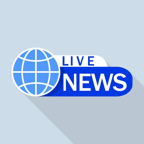 Blue live global news logo, style plat — Image vectorielle