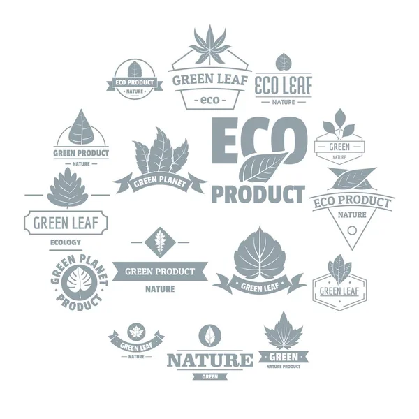 Eco blad logo iconen set, eenvoudige stijl — Stockvector