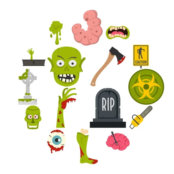 Düz stil zombi Icons set — Stok Vektör