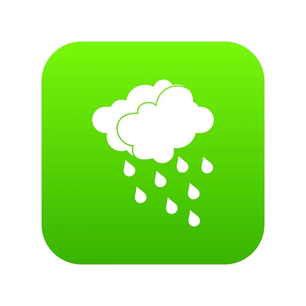 Nuvole e gocce d'acqua icona digitale verde — Vettoriale Stock