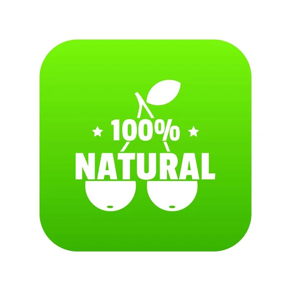 100 procent natuurlijke pictogram groen vector — Stockvector