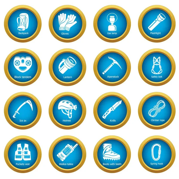 Speleoloji ekipman Icons set, basit tarzı