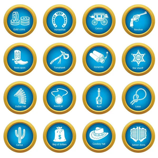 Vahşi Batı Icons set, basit tarzı