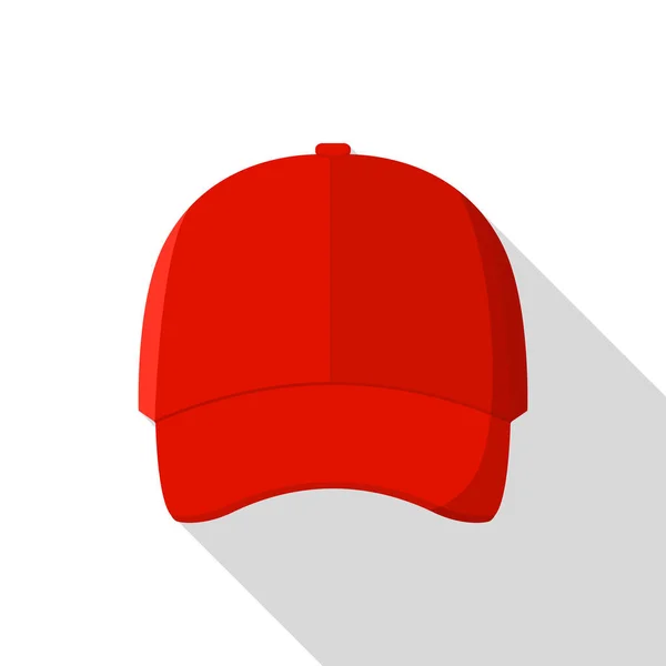 Icono de gorra de béisbol frontal rojo, estilo plano — Archivo Imágenes Vectoriales