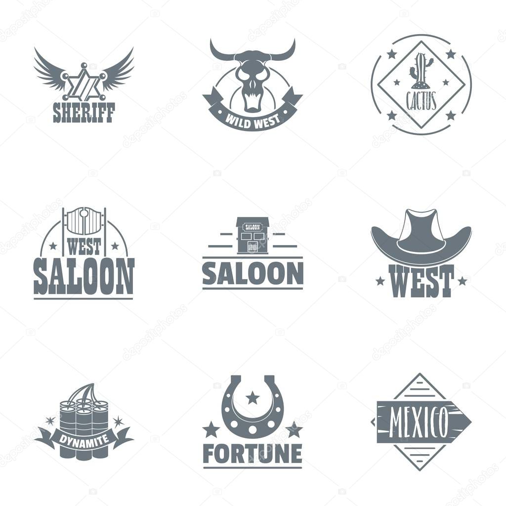 Wild west logo set. Simple set of 9 wild west vector logo for web isolated on white background