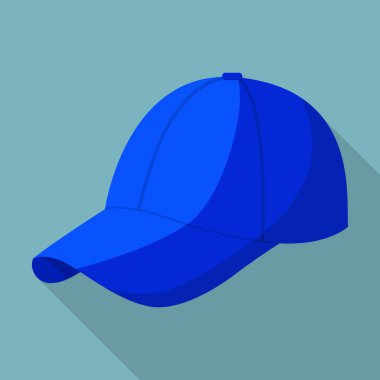 Mavi beyzbol şapkası Icon, düz stil